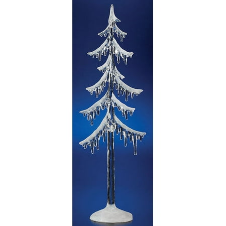 CC Christmas Decor Set of 2 Icy Crystal Illuminated Decorative Christmas Icicle Tree Figures 12.5"