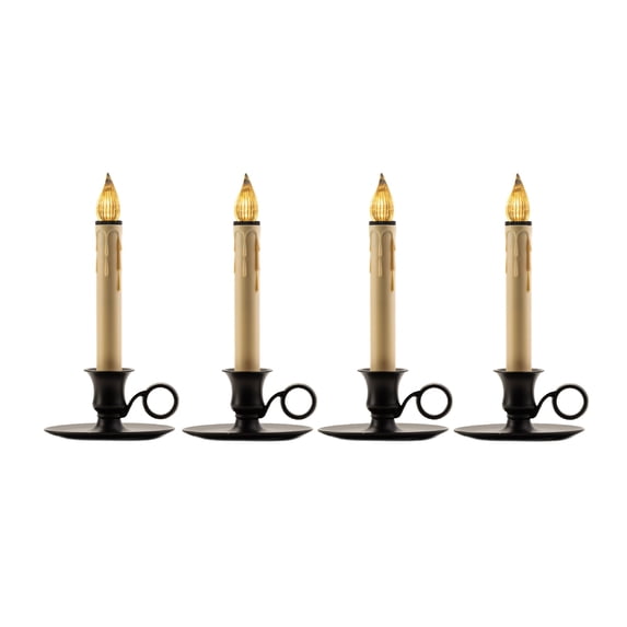 CC Christmas Decor Lighted LED Window Candles with Sensor - 9" - Beige and Dark Brown - Set of 4