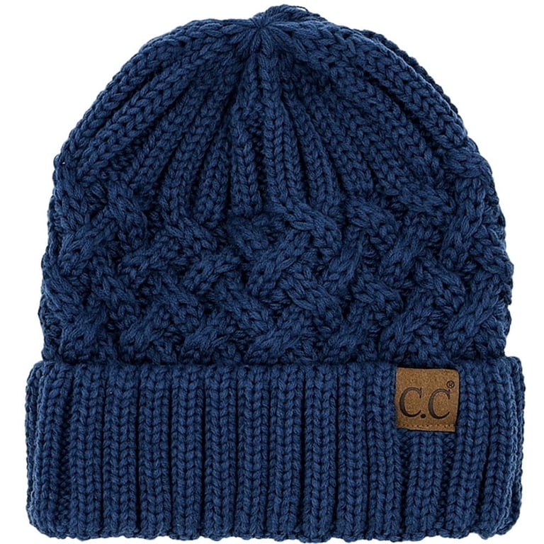 Chunky Cable Knit Beanie Winter Hat Stretchy Classic Trendy Unisex Cozy CC Classic Winter Fall Trendy Chunky Stretchy Cable Knit  main image 4