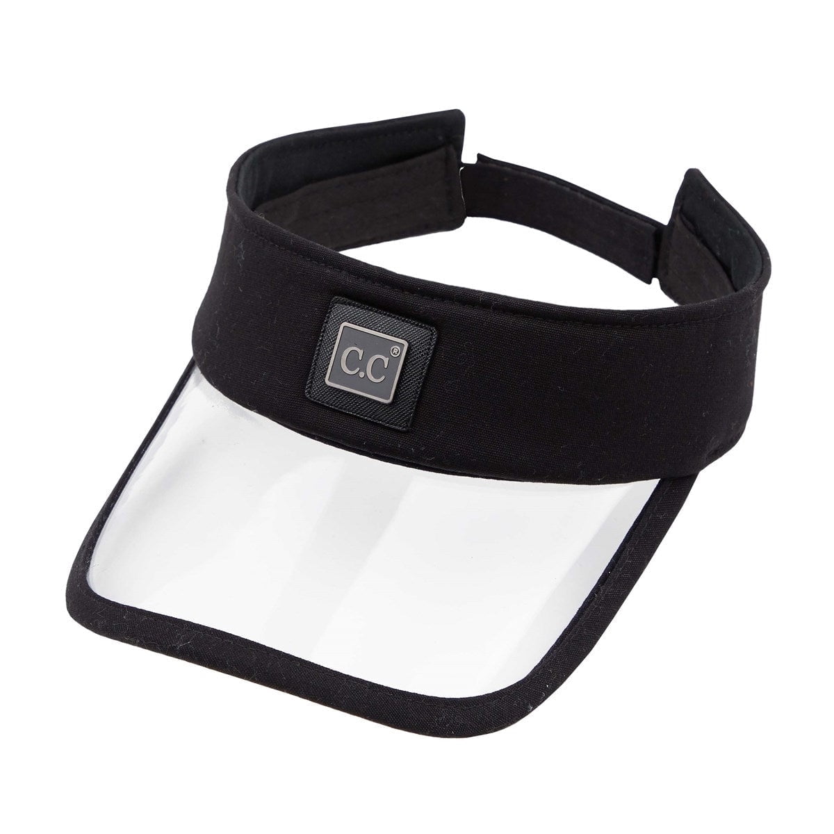 Black Logo Visor with Clear Brim Customizable Black Sports Visor Transparent Brim – visto visors main image 3
