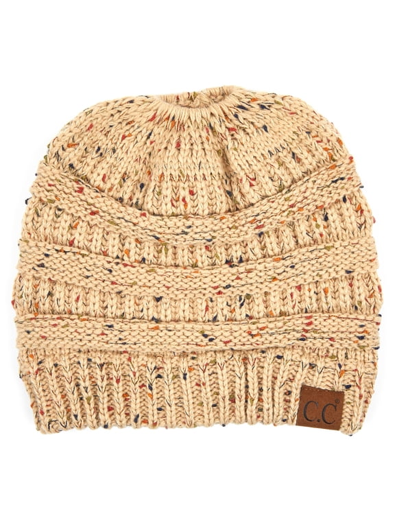 CC Confetti Messy Bun Ponytail Beanie for Adult and Teen Sizes