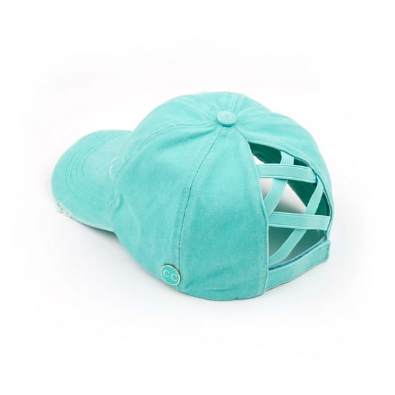 CC Cotton Criss-Cross Elastic Back Women's Ponytail Dad Cap Hat