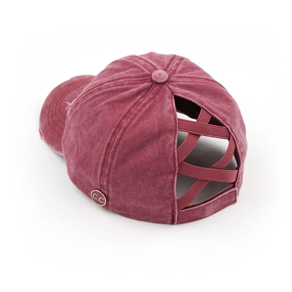 CC Cotton Criss-Cross Elastic Back Women's Ponytail Dad Cap Hat