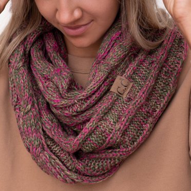 C.C Women’s Soft Solid Chenille Net Fringed Tassel Infinity Wrap Scarf – 100% Acrylic
