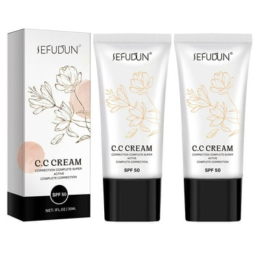 CC Cream 2 Pack, CC Cream Self Adjusting for Mature Skin, Super Active CC Cream Foundation with SPF 50 for Face and Body Color Correcting