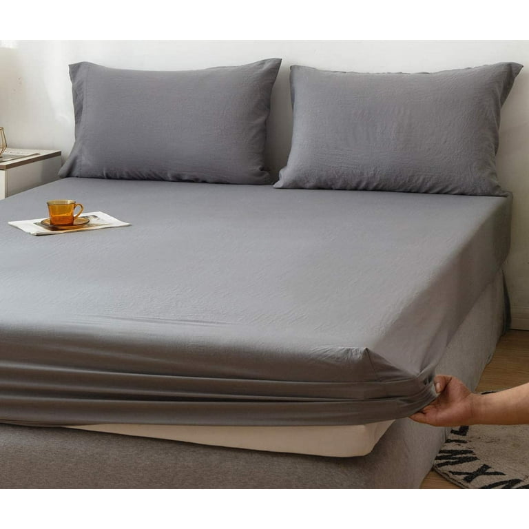Grey double fitted sheet and pillowcases sale
