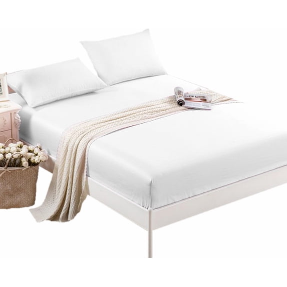 CC&DD HOME FASHION ®-Single Fitted sheet,Velvety Microfiber,Soft&Comfortable,Wrinkle free, White,Queen