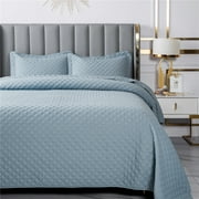 CC&DD-Luxury 3-Piece Coverlet/bedspread Set,Diamond Stitched,Ultra Soft Microfiber Lightweight Bedspread For All Season(Dusty Blue, King)