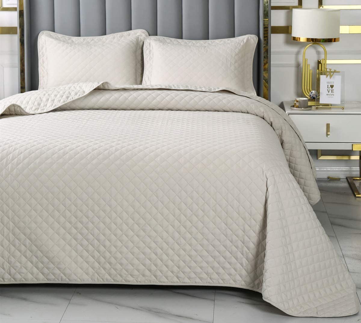 CC&DD-Luxury 3-Piece Coverlet/bedspread Set,Diamond Stitched,Ultra Soft ...