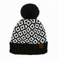 thumbnail image 1 of CC Diamond Pattern Faux Fur Pom Beanie, 1 of 5