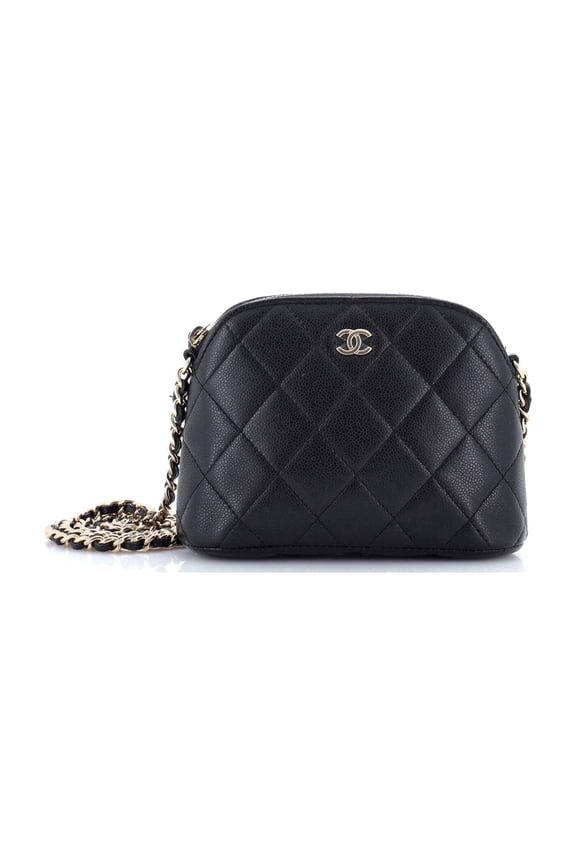 CC Dome Zip Clutch with Chain Quilted Caviar Mini By Rebag