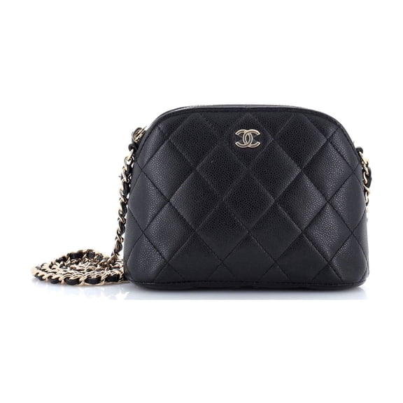 CC Dome Zip Clutch with Chain Quilted Caviar Mini By Rebag