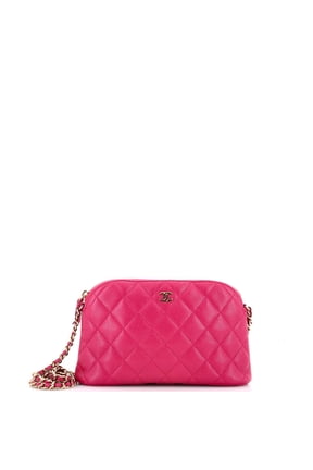 CC Dome Zip Clutch with Chain Quilted Caviar Small By Rebag