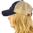 thumbnail image 1 of CC Everyday Distressed Trucker Mesh Summer Vented Baseball Sun Cap Hat (Navy), 1 of 4