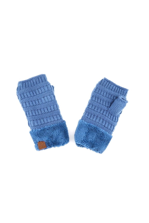 CC Fingerless Gloves, Womens Unisex,, Denim