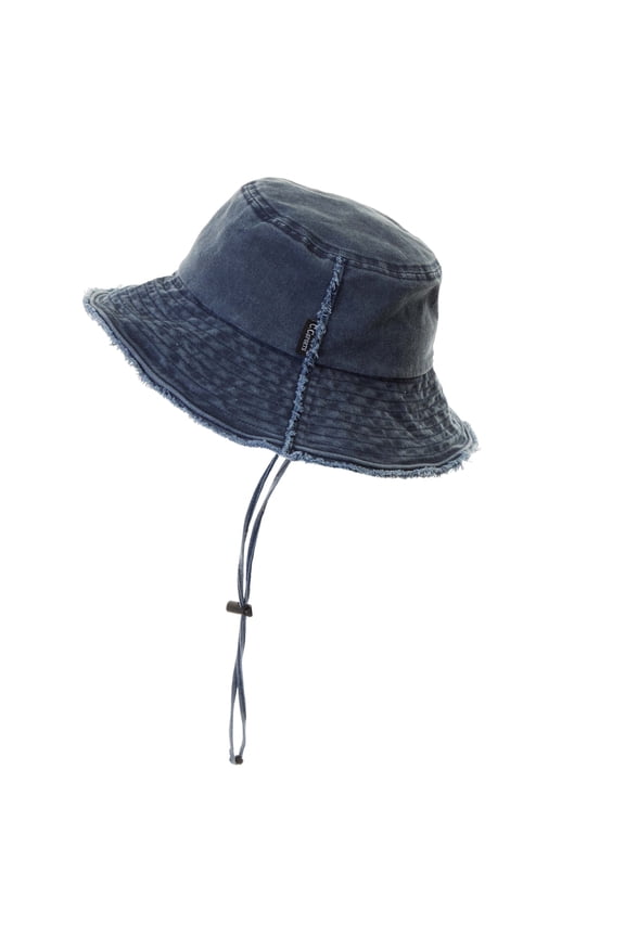 CC Frayed Washed Denim Bucket Hat