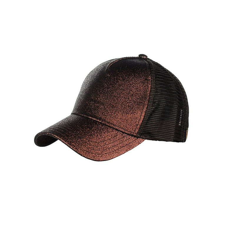 CC Glitter Pony Tail Outlet Mesh Adjustable Hat, Bronze 
