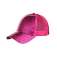 thumbnail image 1 of CC Glitter Pony Tail Outlet Mesh Adjustable Hat, Hot Pink, 1 of 2