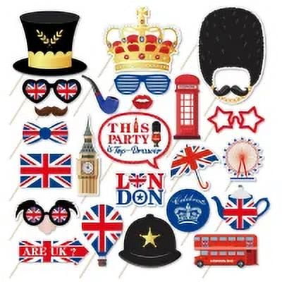 CC HOME 25pcs British Patterns Photo Booth Props British National Day Patterns Party Decorations Party Favor for British Party Essentials