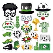 CC HOME 25pcs Soccer Patterns Photo Booth Props Soccer Patterns Party Decorations Party Favor for Soccer Party Essentials