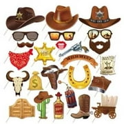 CC HOME 25pcs West Cowboy Photo Booth Props Cowboy Photo Booth Patterns Party Decorations Party Favor for Boy Men Cowboy Party Essentials