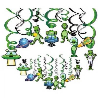 CC HOME 30Ct Alien Decorations Ceiling Hanging Swirl Decorations for Girls Boys Kids Home Classroom Baby Showers Birthday Party Supplies