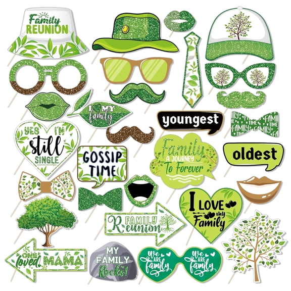 CC HOME 30pcs Hoping Tree Photo Booth Props Green Ttravel Camping Photo Decorationsfor Festival Birthday Outdoor Party Essentials Supplies