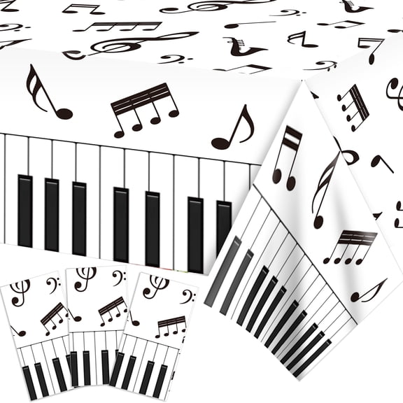CC HOME 3pcs Music Theme Tablecloth Disposable PE Musical Notes Tablecloth for Birthday Music Party Home Events Supplies