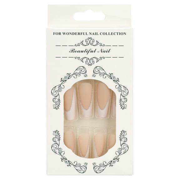 CC HOME Press On Nails - Amber Brown Glossy Long Coffin Nails with Salon UV Finish, Reusable Opaque Nails in 12 Sizes - 24 Nail Kit with Jelly Stickers