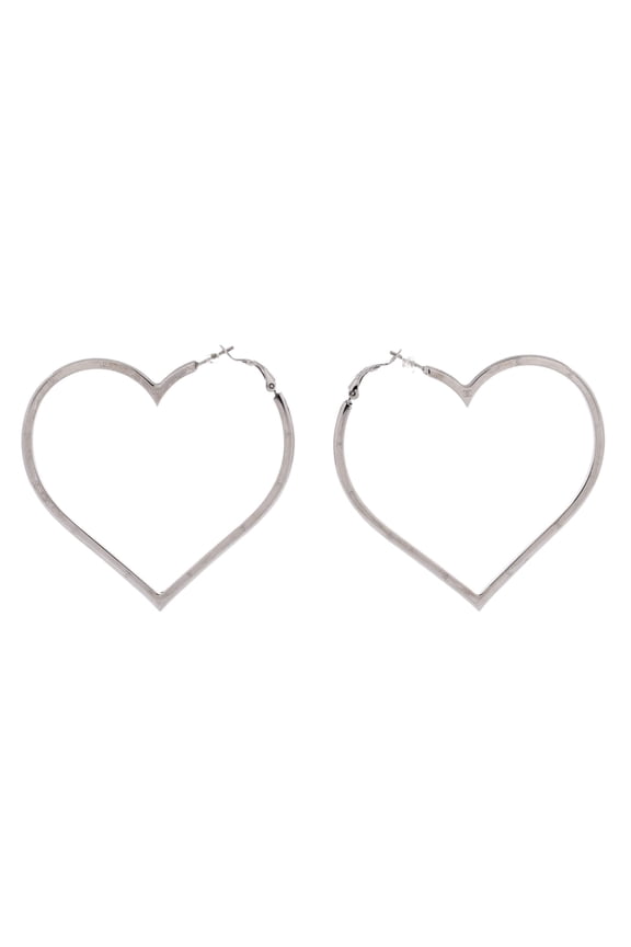 CC Heart Hoop Earrings Metal By Rebag