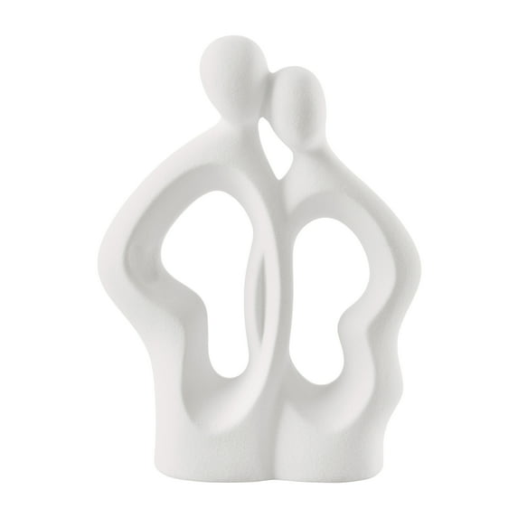CC Home Decor 2-Piece Abstract Embrace Couple Ceramic Figurines - 10.5" - Matte White