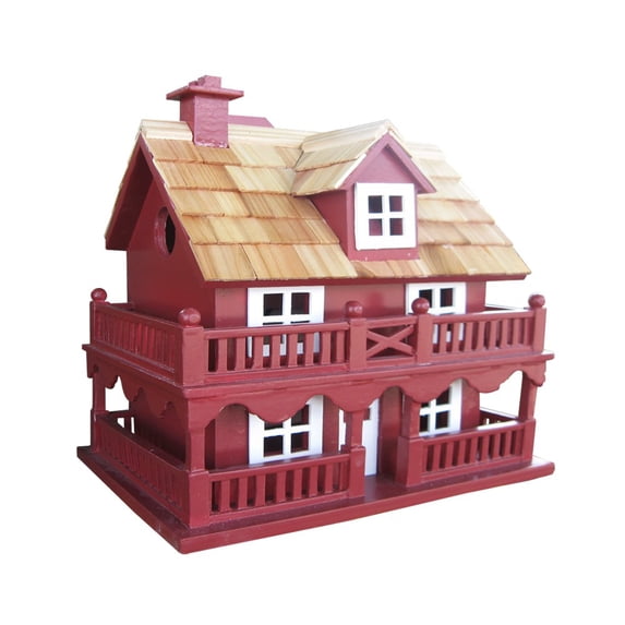 CC Home Furnishings 10.75" Red and Brown New England Cottage Outdoor Garden Birdhouse