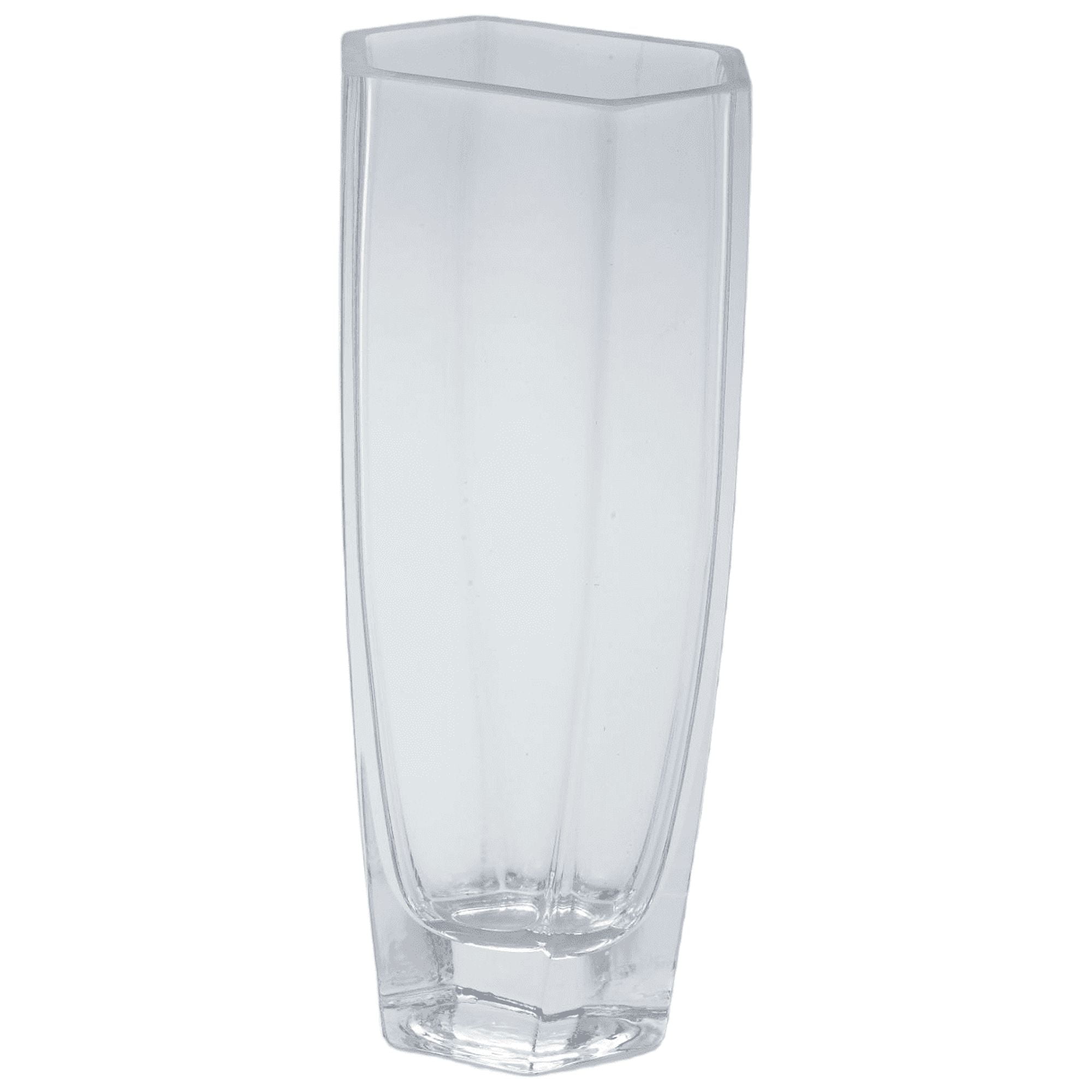 Elegant 10" Hand-Blown Clear Glass Tabletop Vase