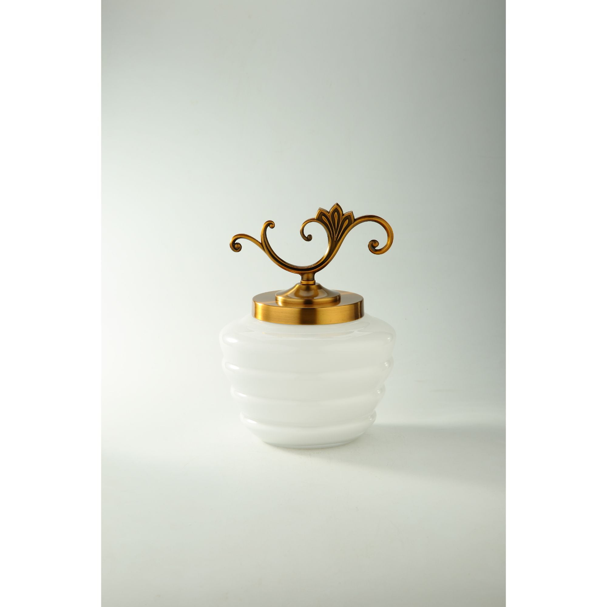 CC Home Furnishings 10" White Hand Blown Glass Jar with Gold Lid