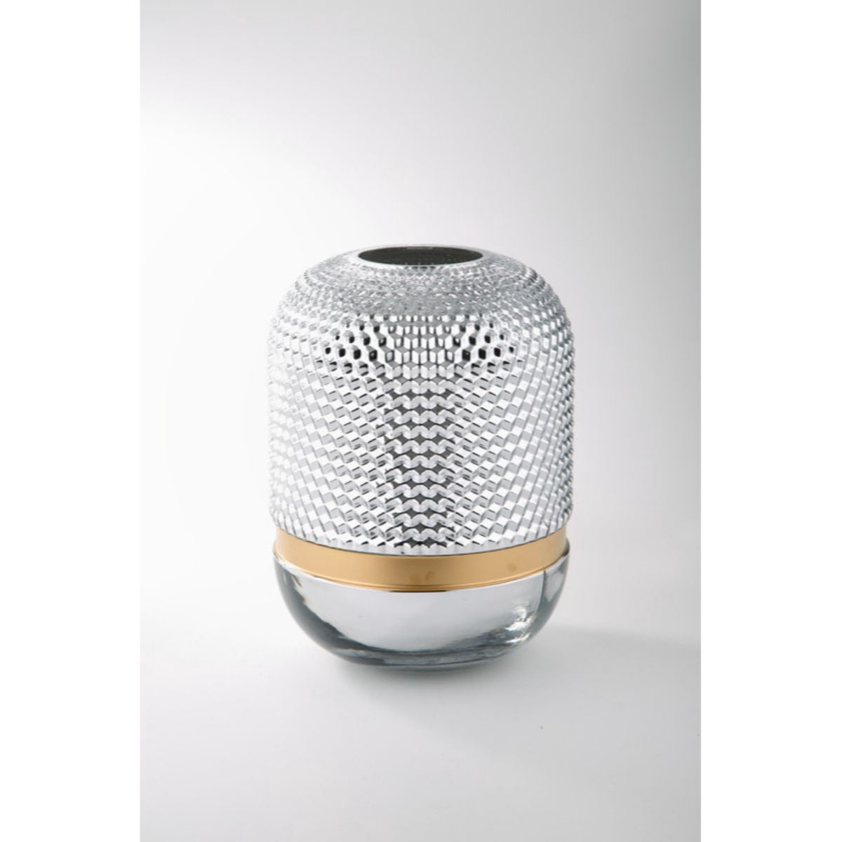 CC Home Furnishings 11" Silver Oval Glass Decorative Flower Vase