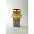 thumbnail image 1 of CC Home Furnishings 12" Blue Leaf Pattern Cylindrical Glass Flower Vase, 1 of 1