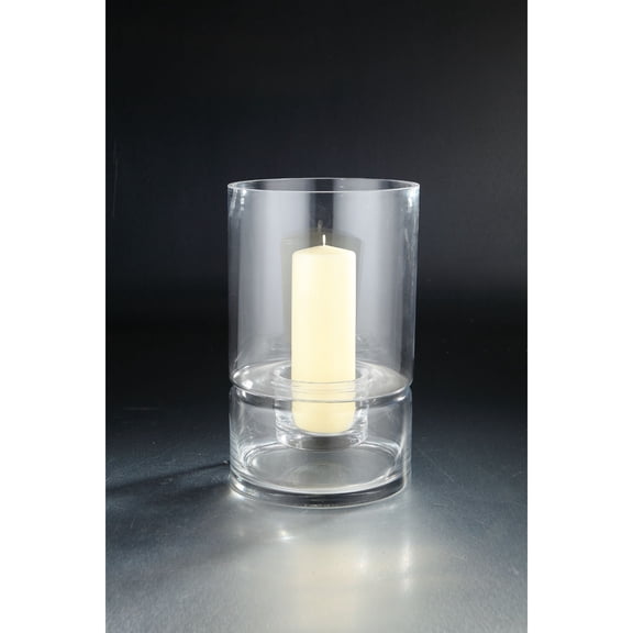 12" Clear Solid Cylindrical Translucent Glass Candle Holder