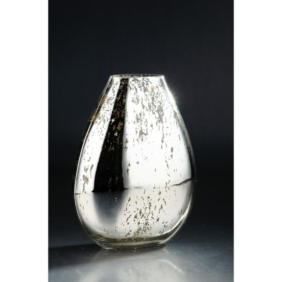 CC Home Furnishings 12" Silver Clear Hand Blown Glass Bud Flower Vase