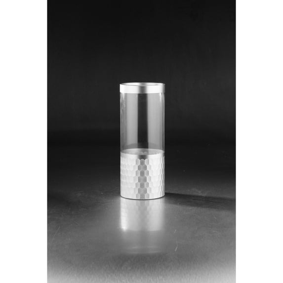 CC Home Furnishings 12" Silver Hexagon Cylindrical Hand Blown Glass Vase