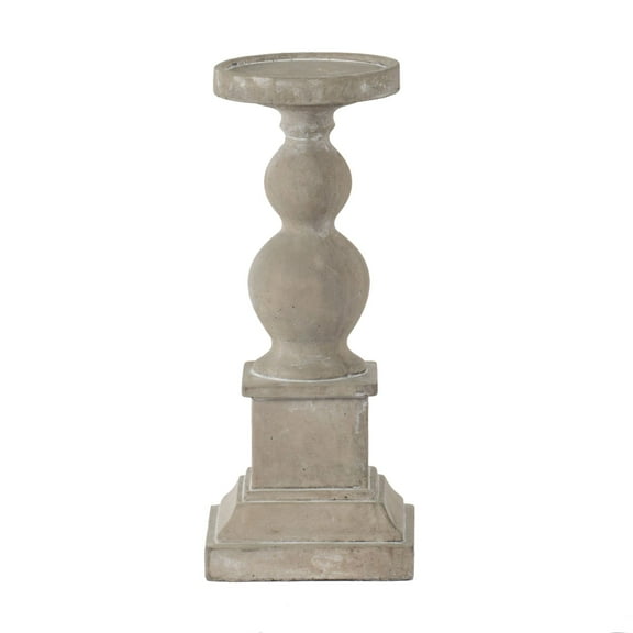 CC Home Furnishings Traditional Style Pedestal Pillar Candleholder - 14.25" - Gray