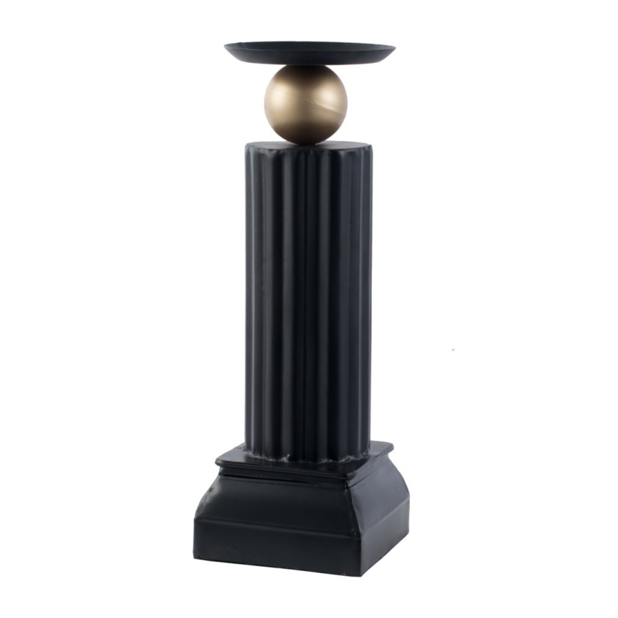 CC Home Furnishings 15" Black and Gold Pillar Candle Holder