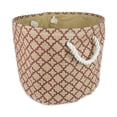 thumbnail image 1 of CC Home Furnishings 15" Brown and Maroon Burlap Round Medium Bin with Rope Handles, 1 of 4
