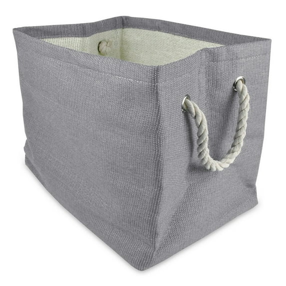 CC Home Furnishings 17" Gray Solid Pattern Large Sized Rectangular Paper Basket with Rope