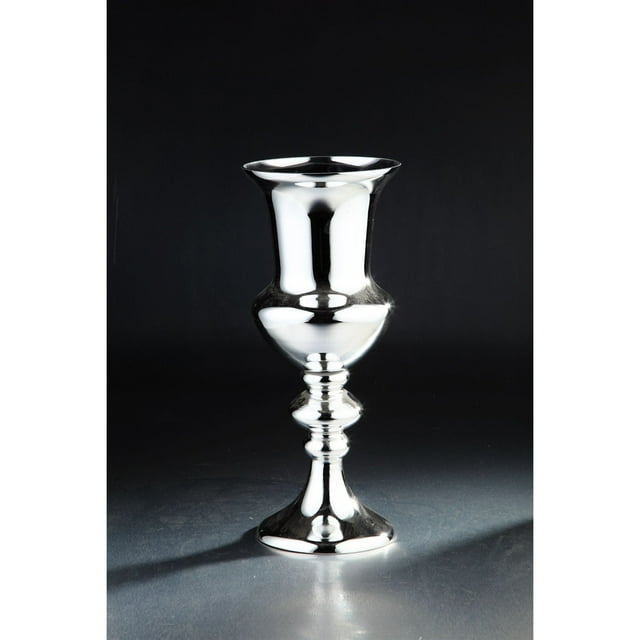 CC Home Furnishings 19.5" Metallic Silver Hurricane Glass Tabletop Decoration