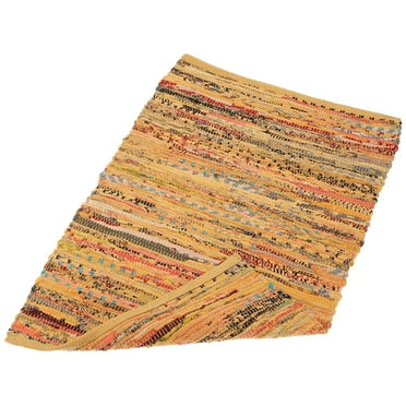 CC Home Furnishings 19.5" x 31.5" Mustard Yellow Reversible Rectangular Rag Rug