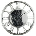 thumbnail image 1 of 21.25" Silver and Black Transitional Modern Wall Clock, 1 of 5