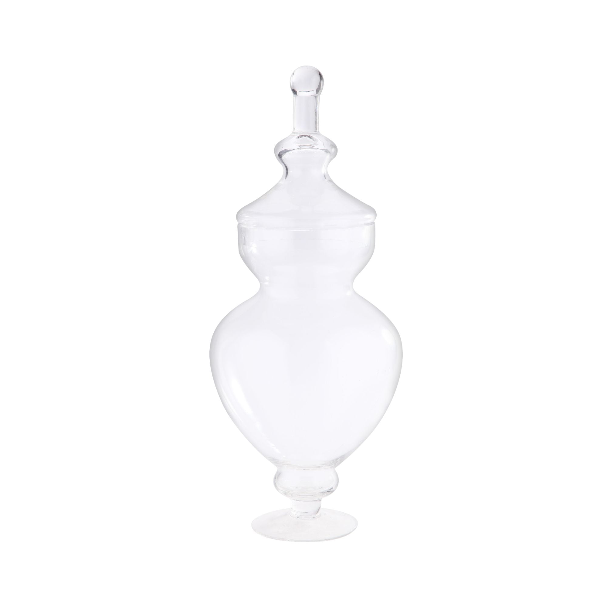 CC Home Furnishings 22" Clear Hand Blown Glass Jar with Finial Lid