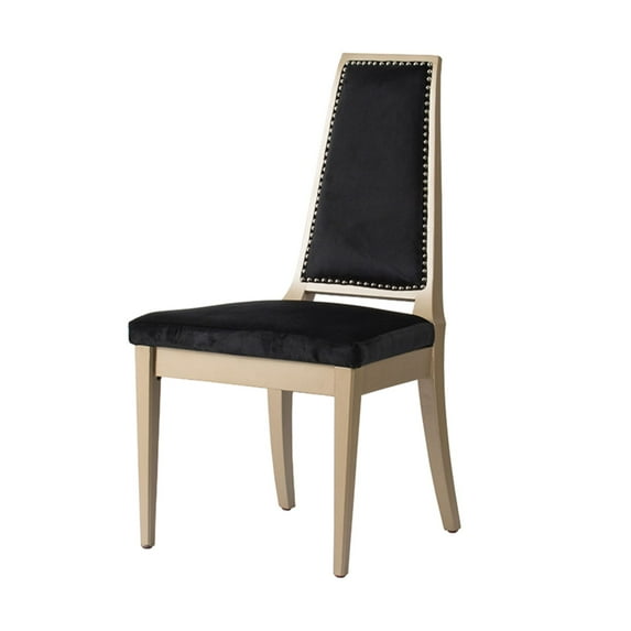 CC Home Furnishings 29.75" Black High Tapered Back Upholstered Side Chair with Nailhead Trim and