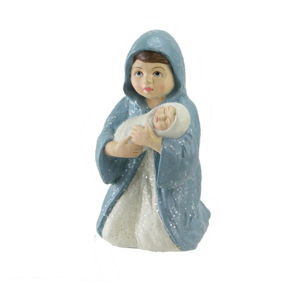 CC Home Furnishings 3.75" Glittered Kneeling Mary with Child Christmas Nativity Figurine Decoration