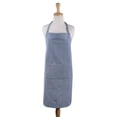 thumbnail image 1 of CC Home Furnishings 32" Blue Chambray Chef Kitchen Apron with Pocket and Extra Long Ties, 1 of 6